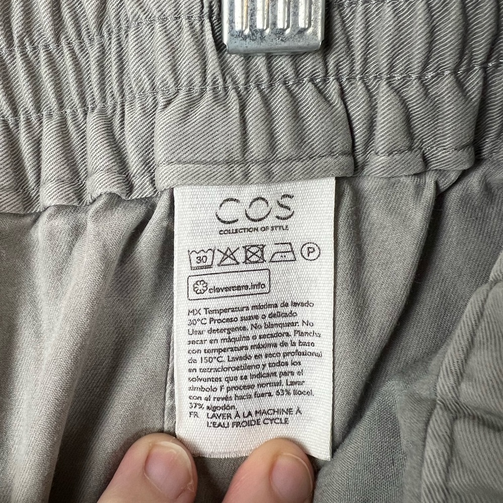 COS Pants Men's Size 32R Light Gray Elastic Waist Tapered Trousers‎ Cotton Blend - Picture 5 of 9